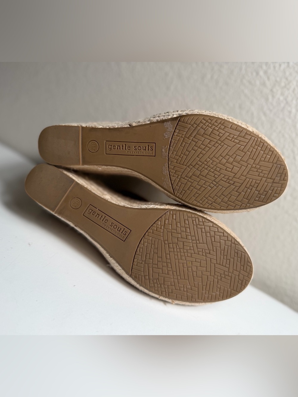 Gentle Souls~By Kenneth Cole~Cork & Wide Elastic~Espadrille~Wedge~Sandal~Size 8 - Picture 9 of 12